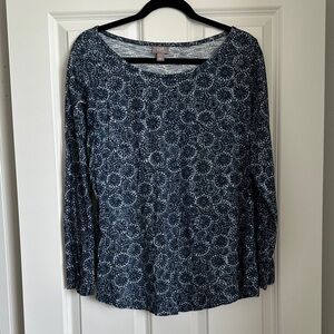 J. Jill Navy Floral Blouse